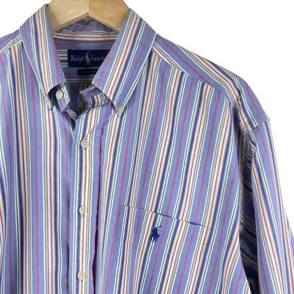 Ralph Lauren Button Down Shirt Mens L Striped Multicolor Long Sleeve Corp Office - Picture 1 of 7